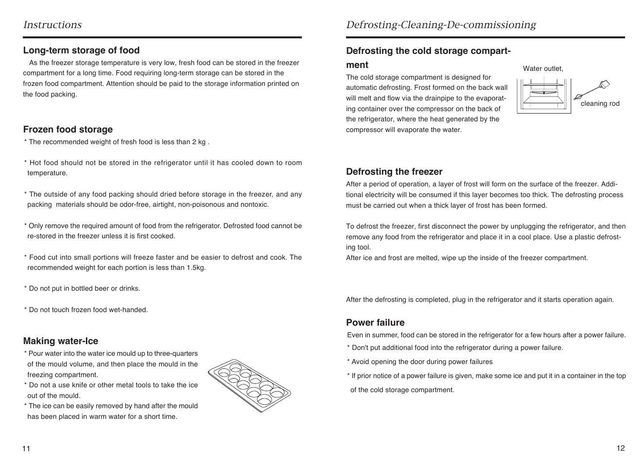 Instructions, Defrosting-cleaning-de-commissioning | haier HR-145A User Manual | Page 8 / 30