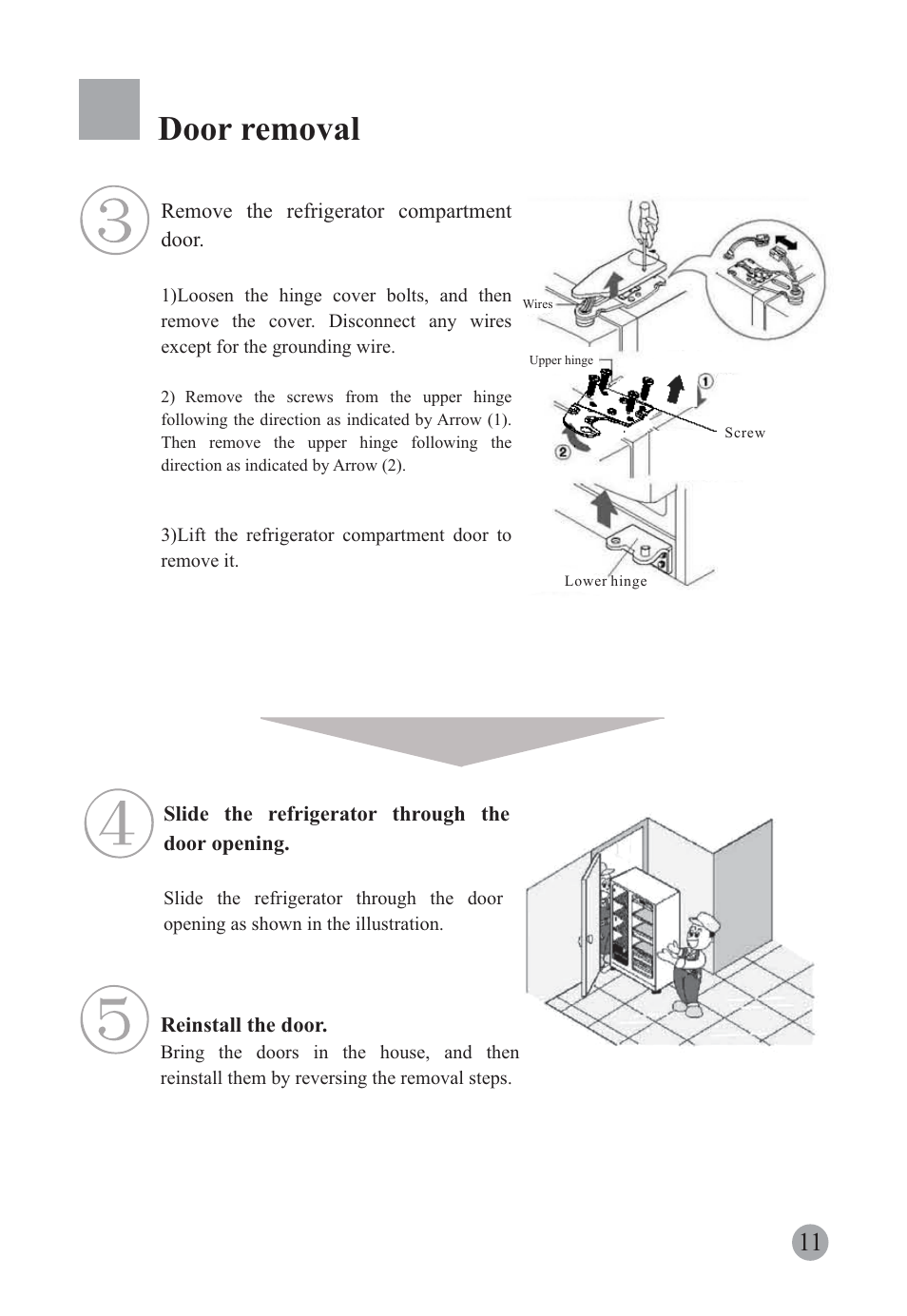 Door removal | haier HRF-663ISB2* User Manual | Page 13 / 42