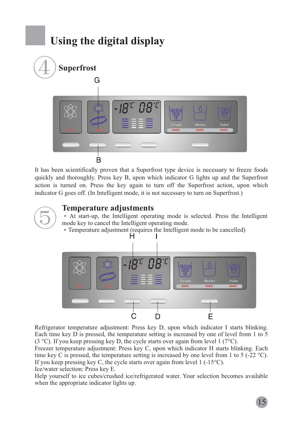 Using the digital display | haier HRF-663ISB2* User Manual | Page 17 / 42