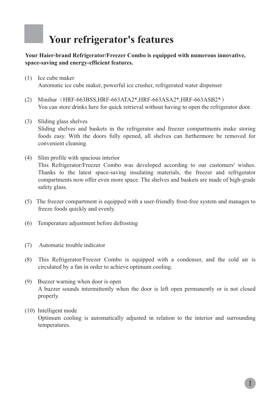 Your refrigerator's features | haier HRF-663ISB2* User Manual | Page 3 / 42