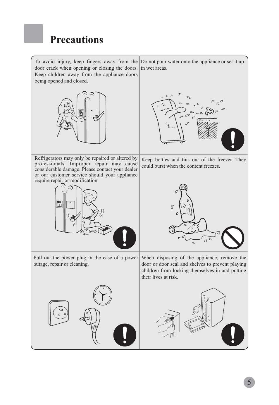 Precautions | haier HRF-663ISB2* User Manual | Page 7 / 42