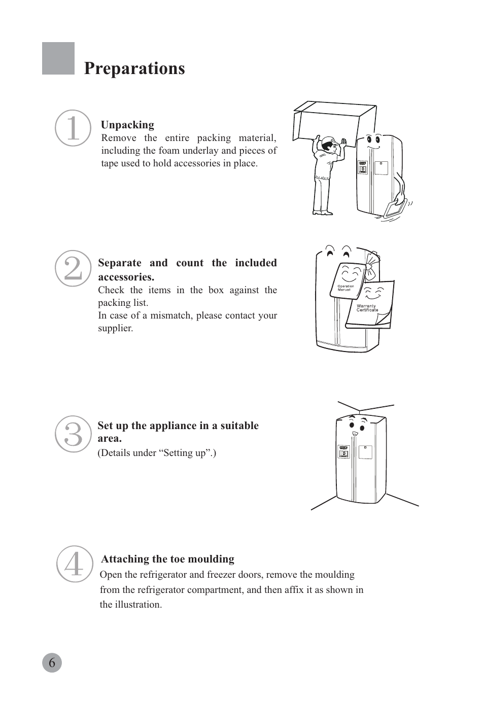 Preparations | haier HRF-663ISB2* User Manual | Page 8 / 42