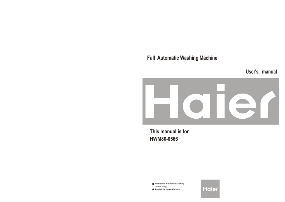 haier HWM80-0566 User Manual | 10 pages