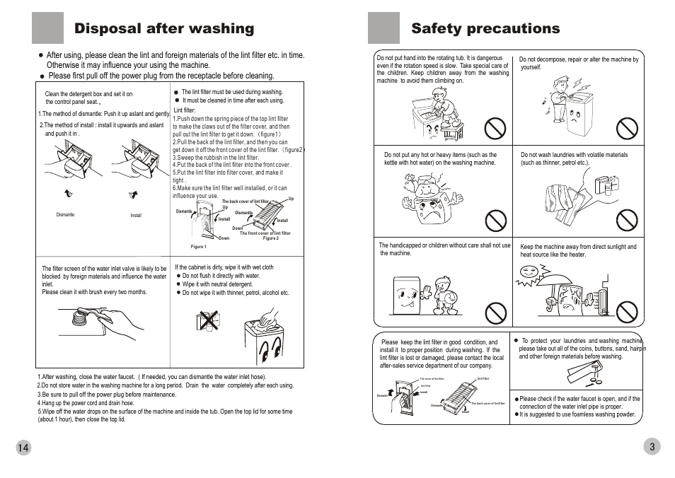 Disposal after washing, Safety precautions | haier HWM80-0566 User Manual | Page 5 / 10
