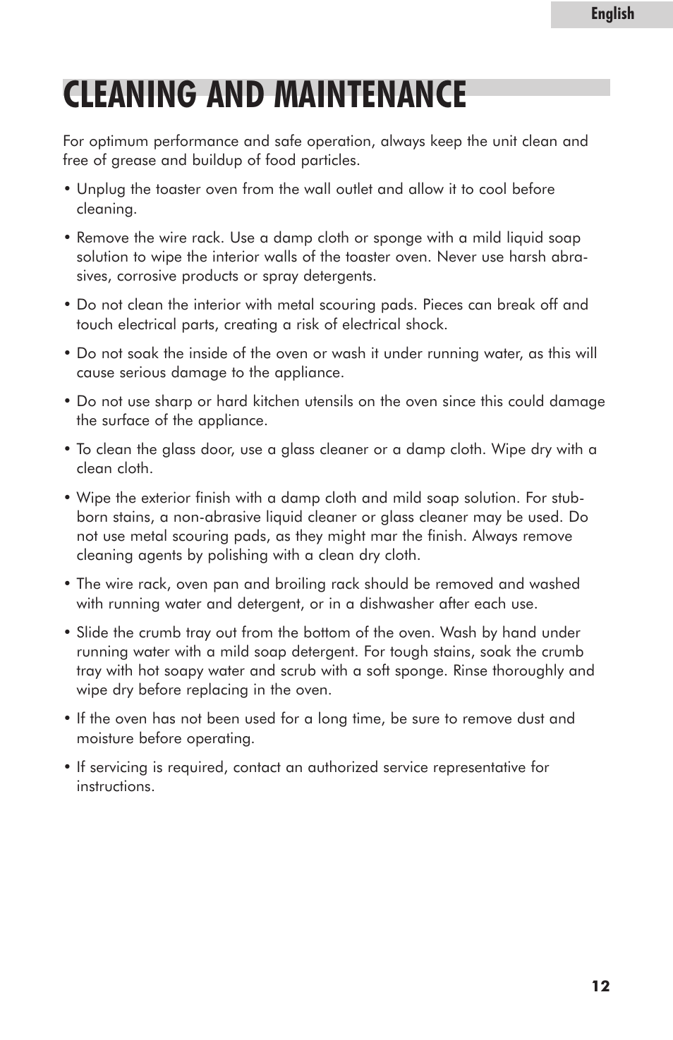 Cleaning and maintenance | haier RTO1400SS User Manual | Page 13 / 16