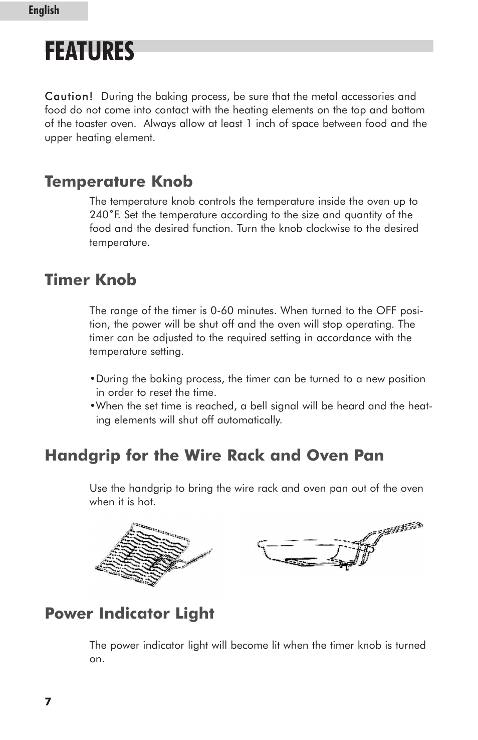 Features, Timer knob temperature knob | haier RTO1400SS User Manual | Page 8 / 16