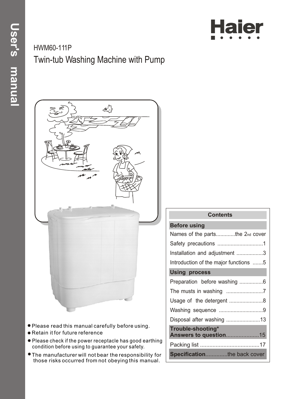 haier HWM60-111P User Manual | 20 pages