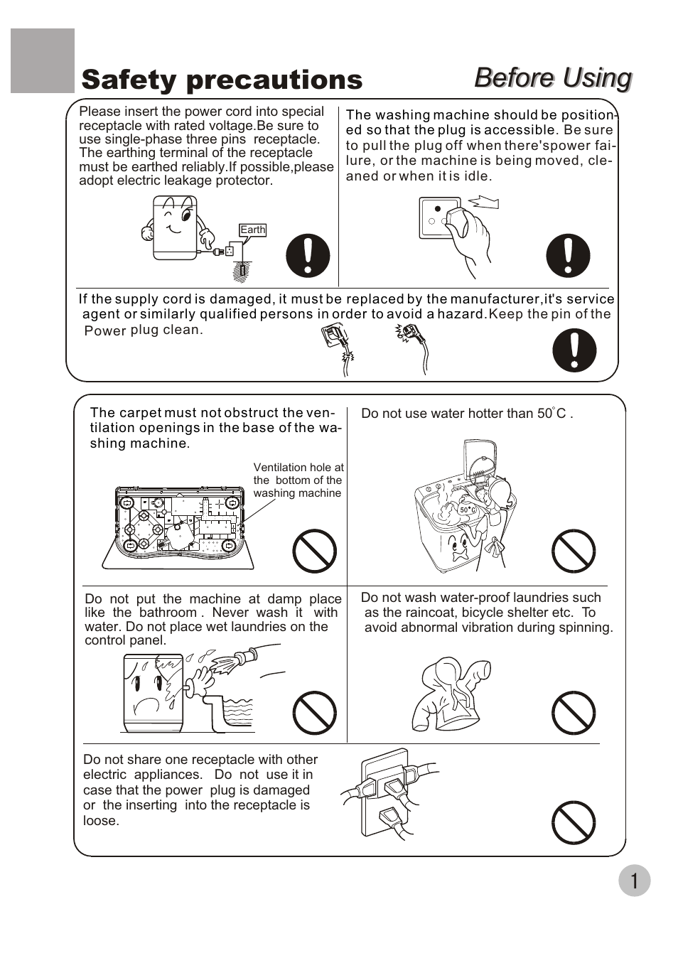 Before using, Before using safety precautions | haier HWM60-111P User Manual | Page 3 / 20