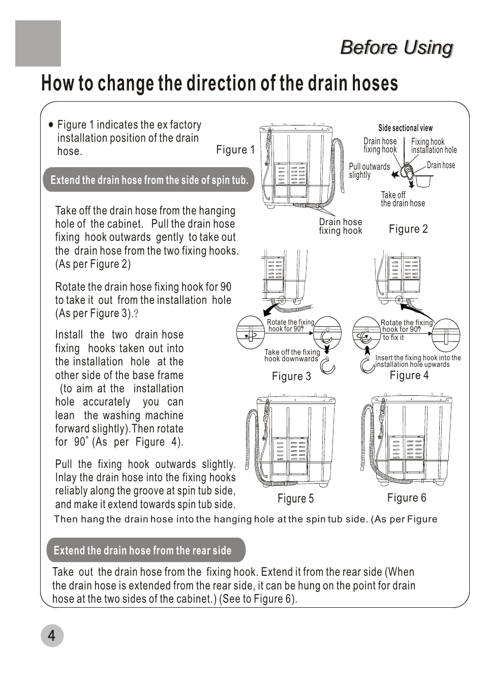 How to change the direction of the drain hoses, Before using | haier HWM60-111P User Manual | Page 6 / 20