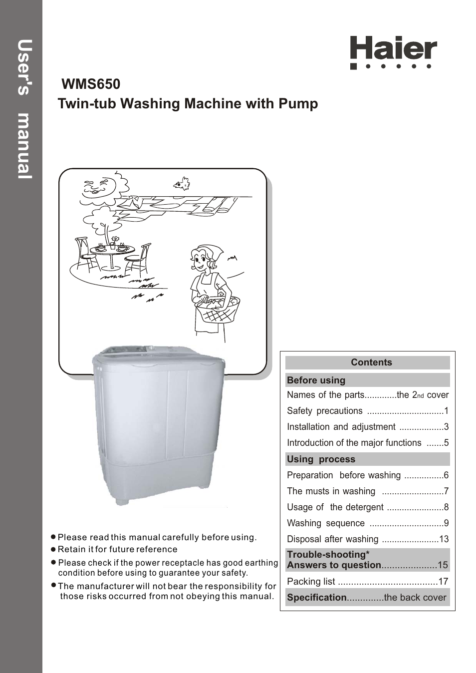 haier WMS650 User Manual | 20 pages