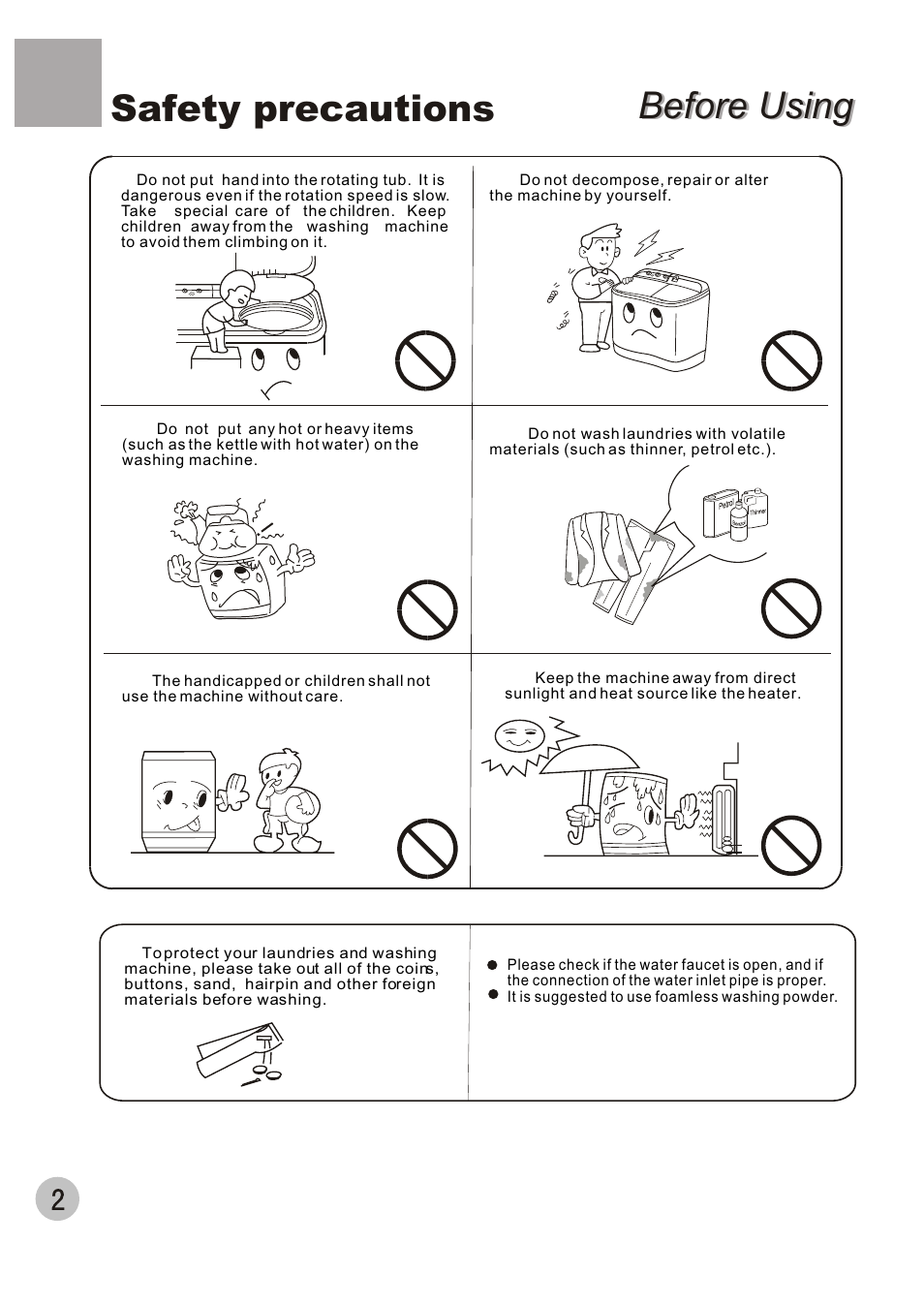 Before using, Before using safety precautions | haier WMS650 User Manual | Page 4 / 20