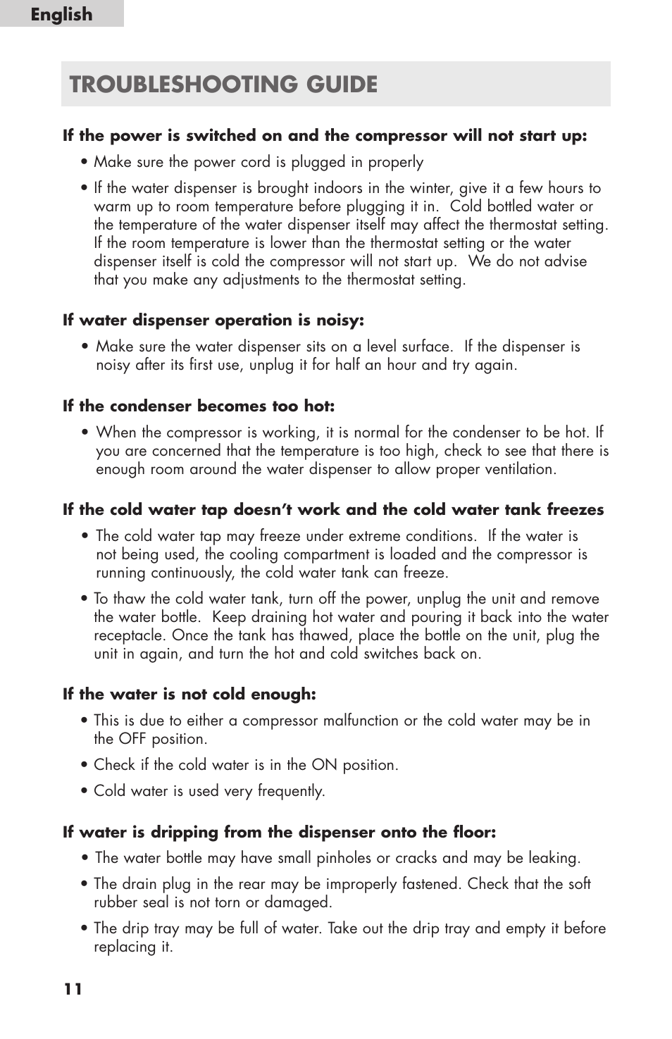 Troubleshooting guide | haier WDNS116BBS User Manual | Page 12 / 28