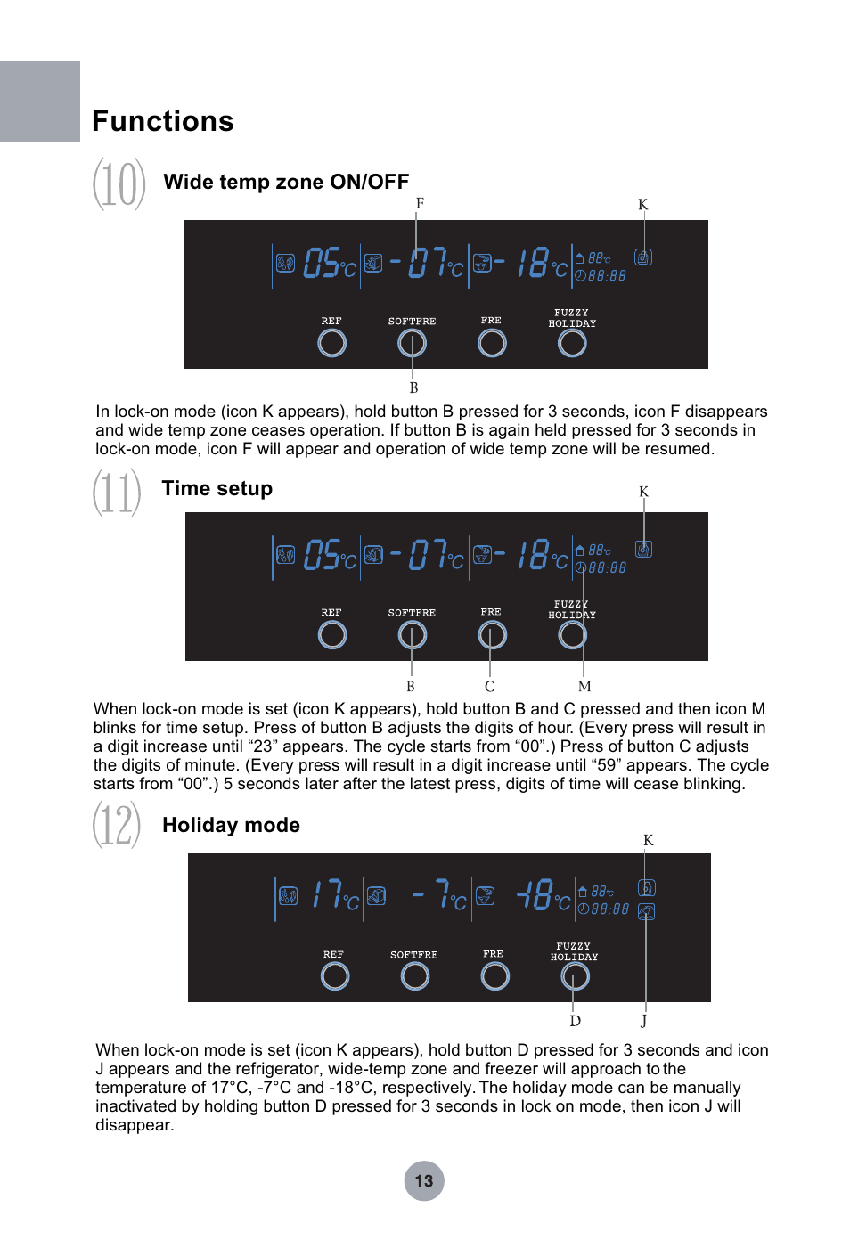 Т³гж 14, Functions | haier HRF-349NAA User Manual | Page 14 / 29