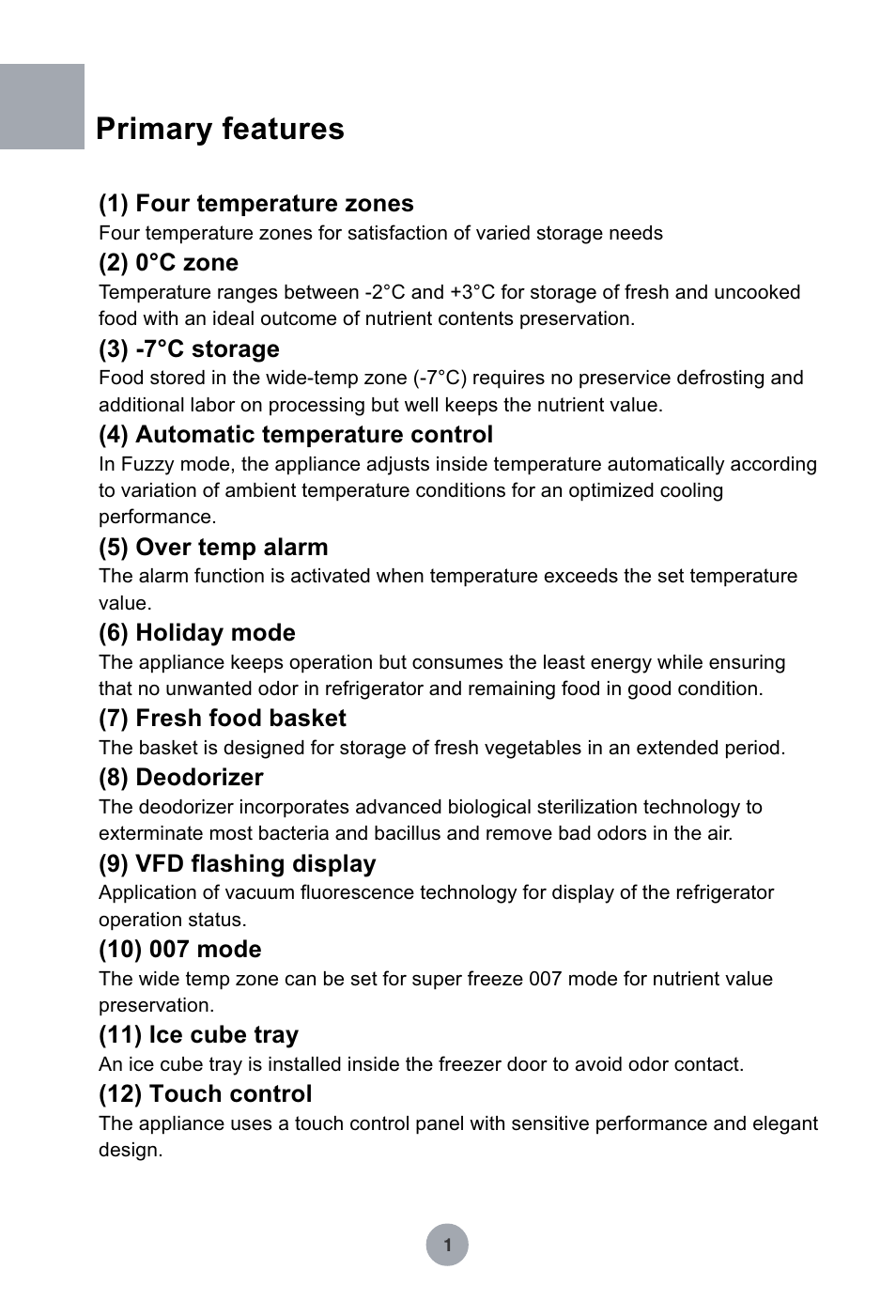 Т³гж 2, Primary features | haier HRF-349NAA User Manual | Page 2 / 29