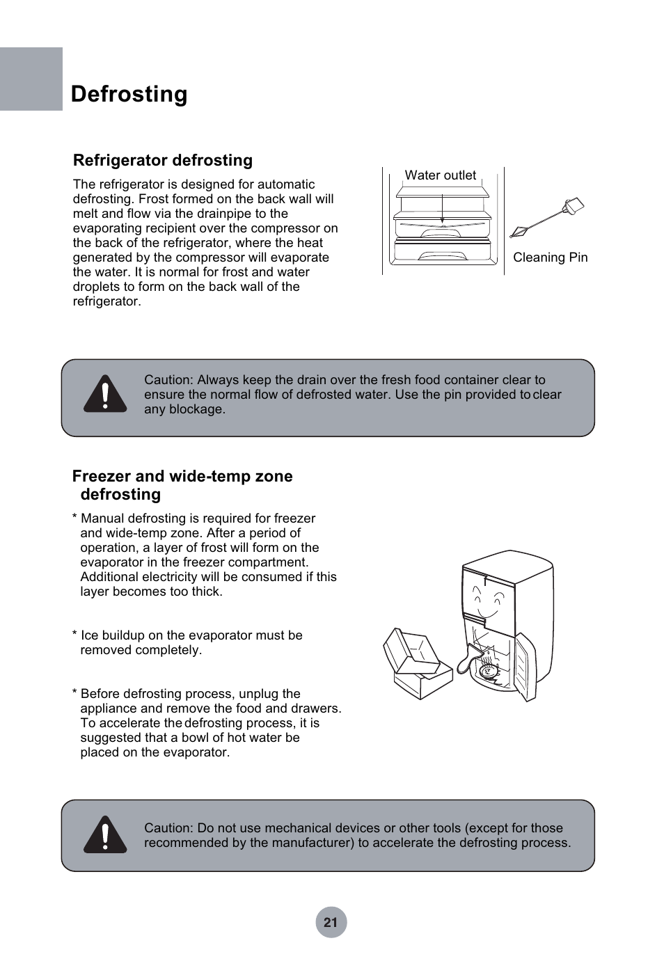 Т³гж 22, Defrosting | haier HRF-349NAA User Manual | Page 22 / 29