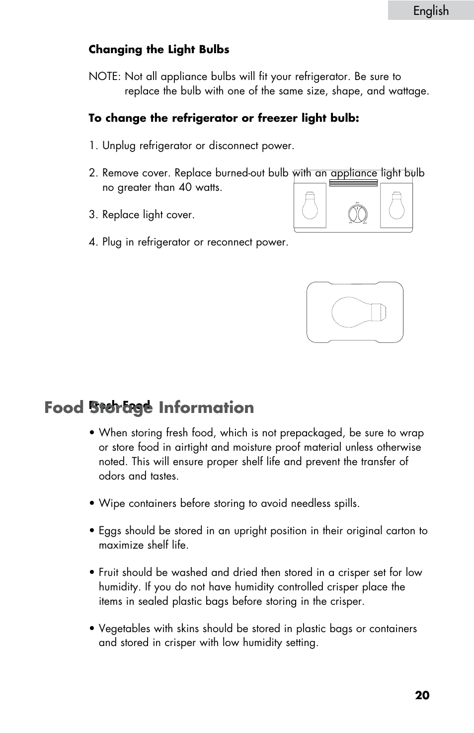 Food storage information | haier HBE18 User Manual | Page 21 / 84