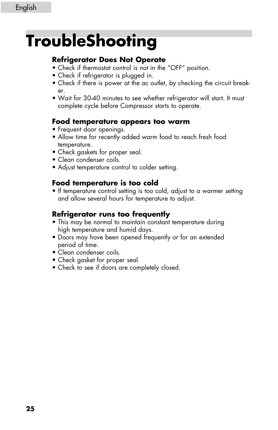 Troubleshooting | haier HBE18 User Manual | Page 26 / 84