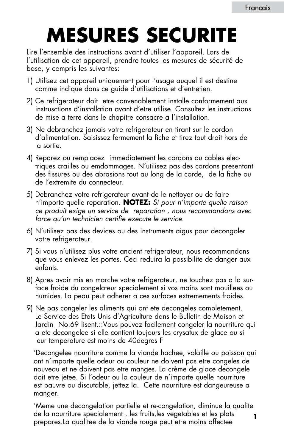 Mesures securite | haier HBE18 User Manual | Page 29 / 84