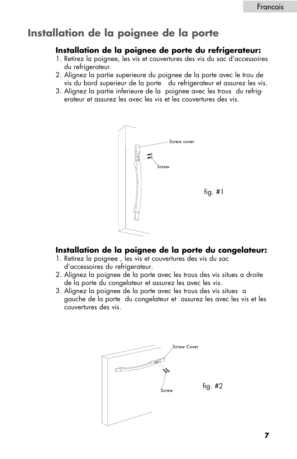 Installation de la poignee de la porte | haier HBE18 User Manual | Page 35 / 84