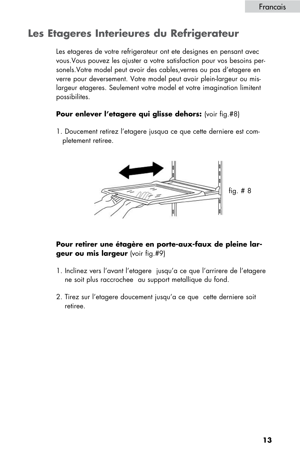 Les etageres interieures du refrigerateur | haier HBE18 User Manual | Page 41 / 84