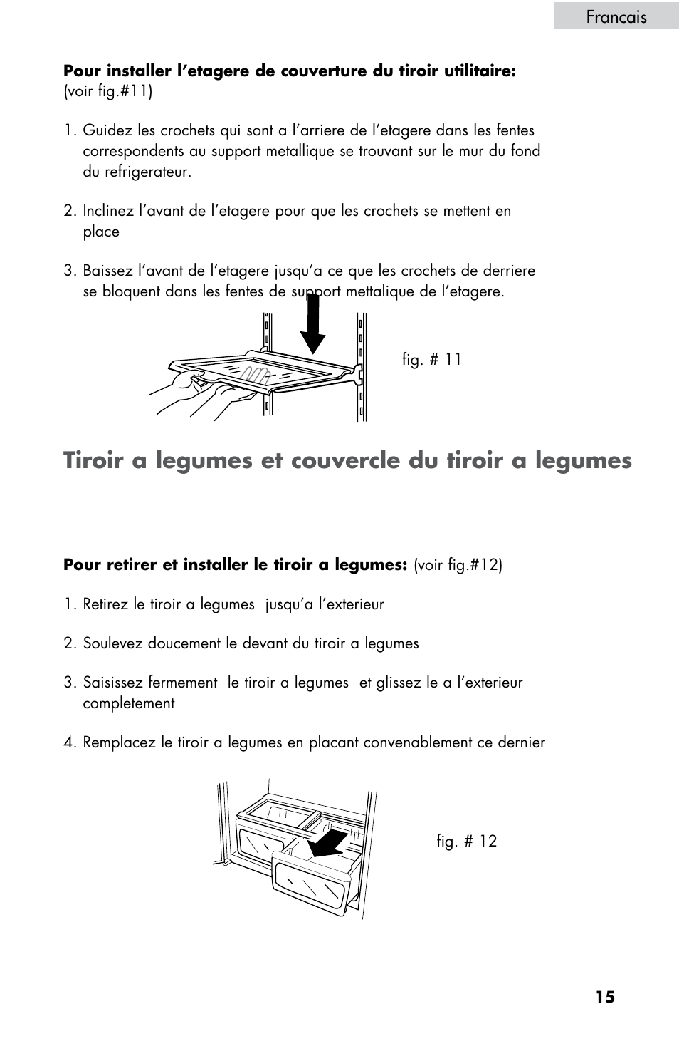 Tiroir a legumes et couvercle du tiroir a legumes | haier HBE18 User Manual | Page 43 / 84