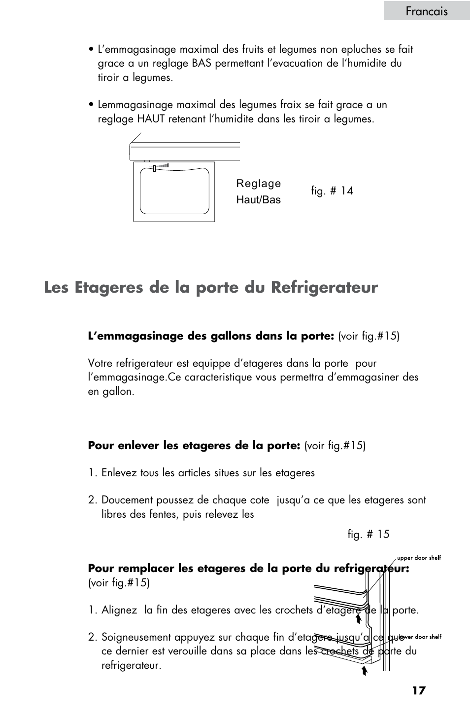 Les etageres de la porte du refrigerateur | haier HBE18 User Manual | Page 45 / 84