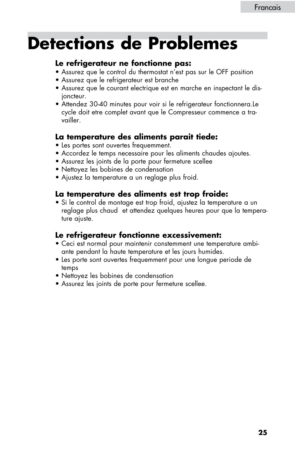 Detections de problemes | haier HBE18 User Manual | Page 53 / 84