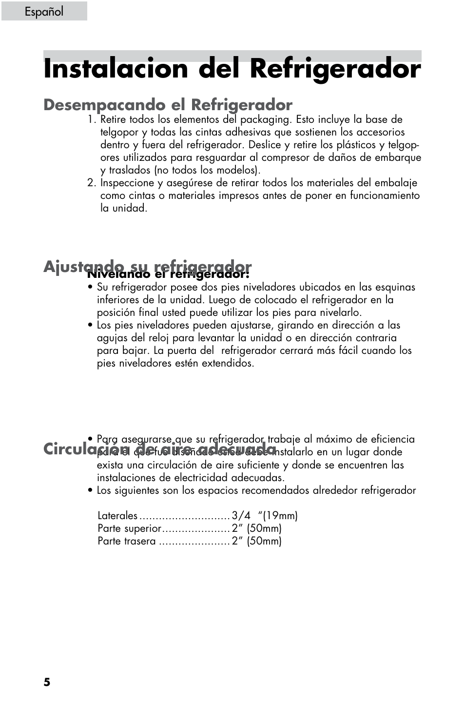 Instalacion del refrigerador | haier HBE18 User Manual | Page 60 / 84