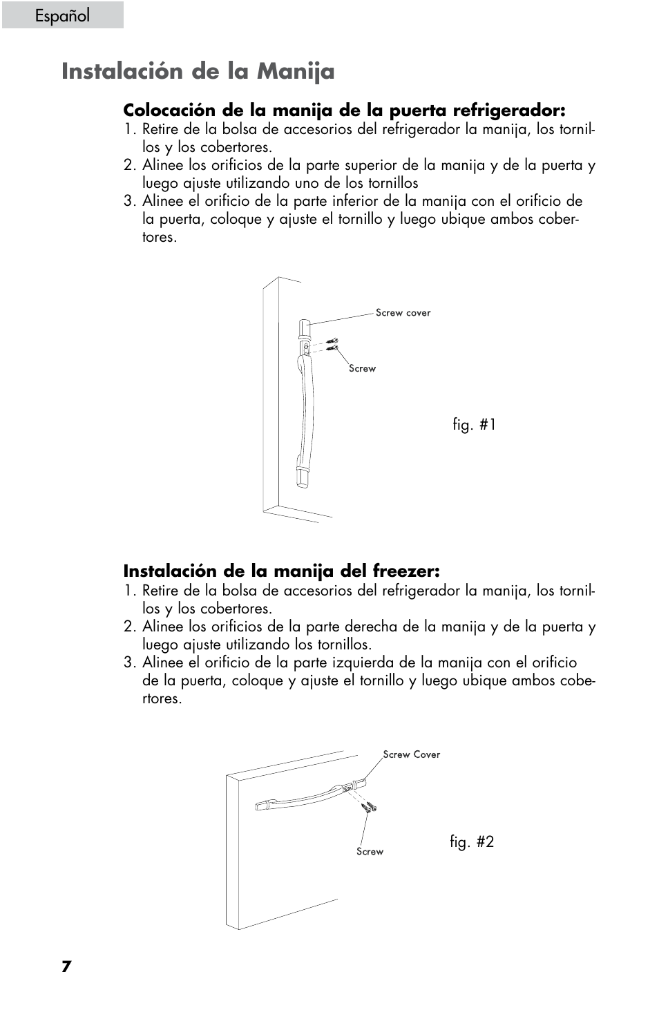 Instalación de la manija | haier HBE18 User Manual | Page 62 / 84