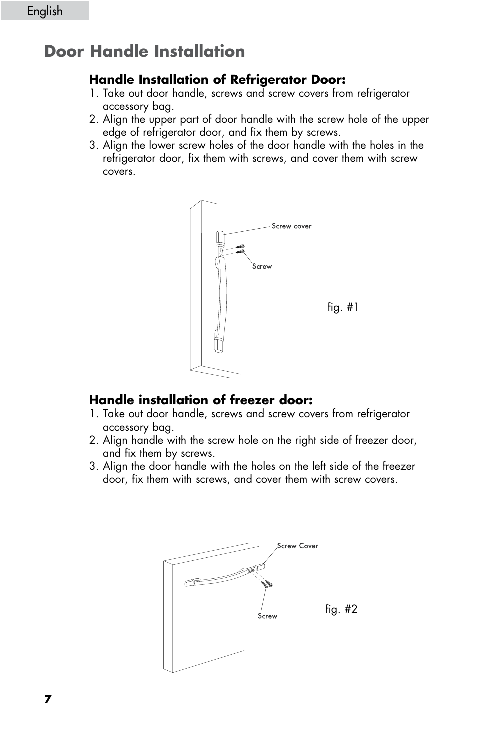 Door handle installation | haier HBE18 User Manual | Page 8 / 84