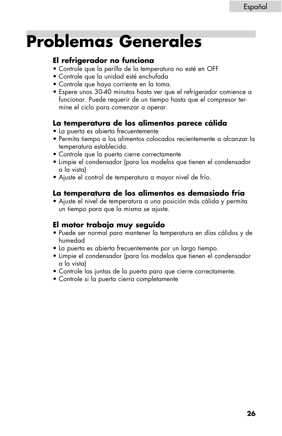 Problemas generales | haier HBE18 User Manual | Page 81 / 84