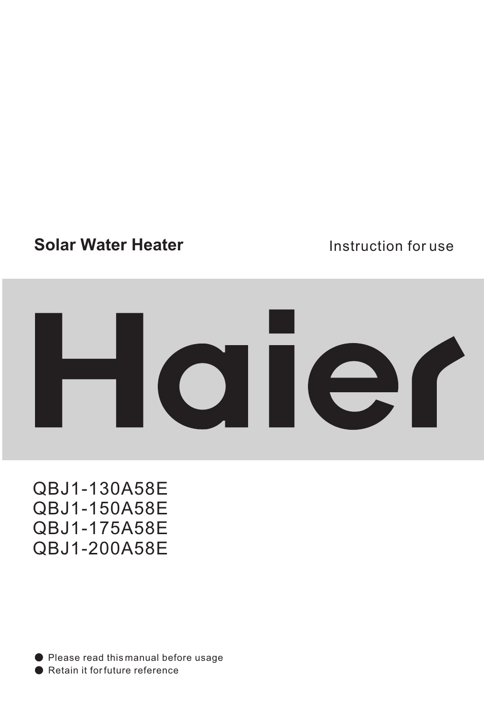 haier QBJ1-200A58E User Manual | 16 pages
