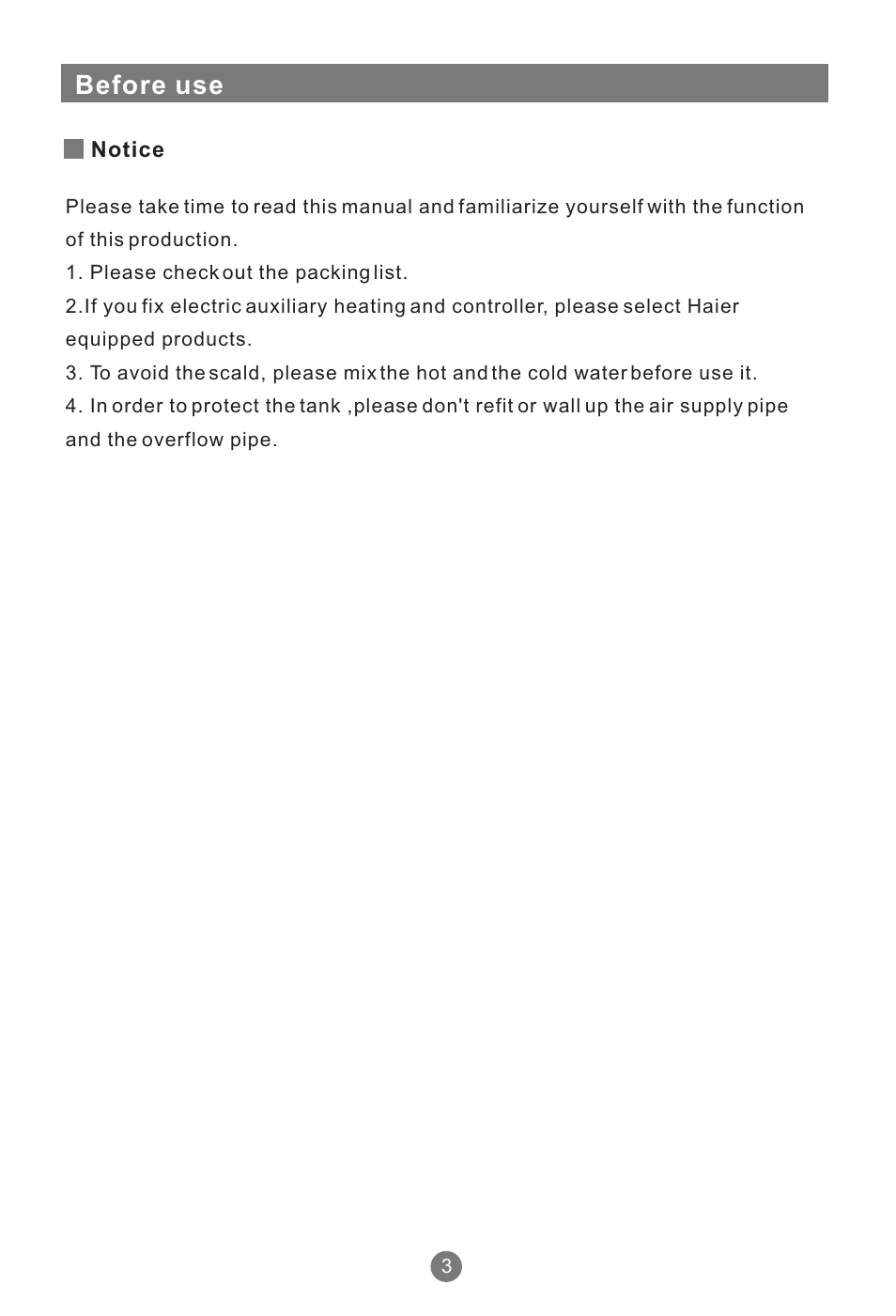 Before use | haier QBJ1-200A58E User Manual | Page 6 / 16