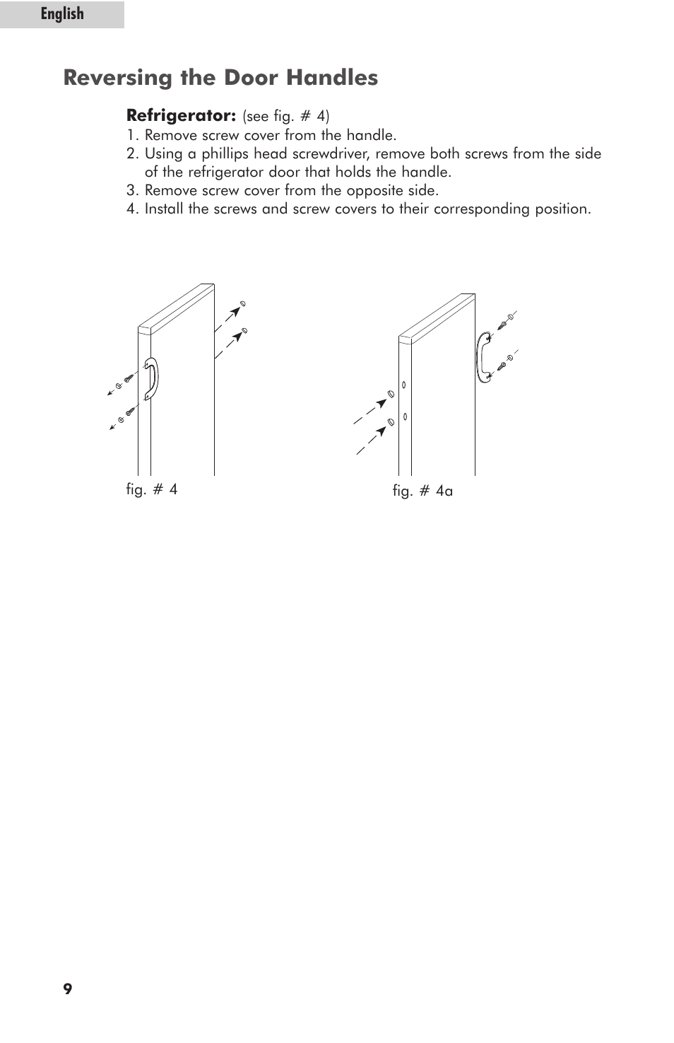 Reversing the door handles | haier HRE10WNAWW User Manual | Page 10 / 21