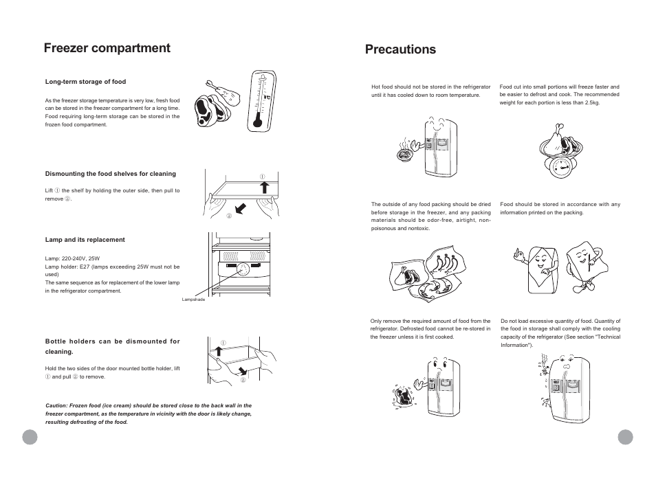 Freezer compartment, Precautions | haier HRF-689FF/A User Manual | Page 18 / 18