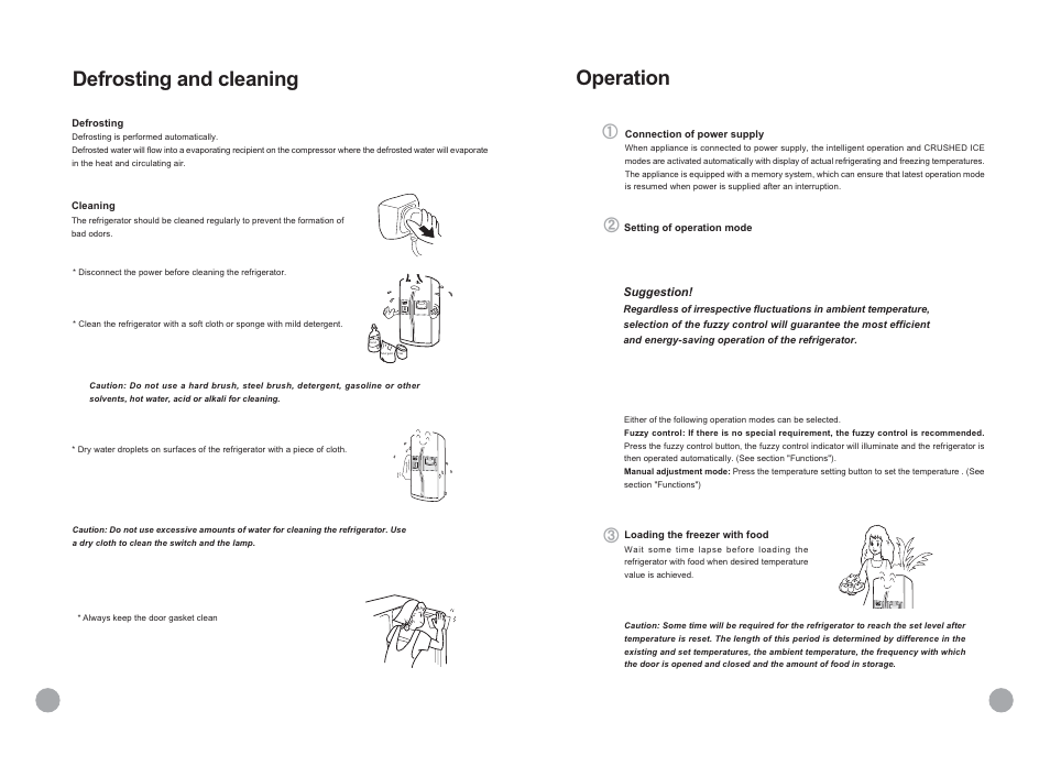 Operation, Defrosting and cleaning | haier HRF-689FF/A User Manual | Page 9 / 18