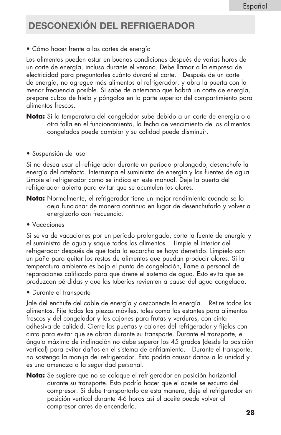 Desconexión del refrigerador | haier RBFS21 User Manual | Page 105 / 116