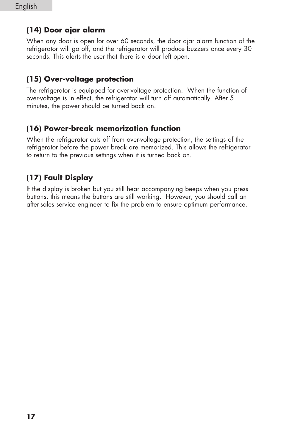 haier RBFS21 User Manual | Page 18 / 116