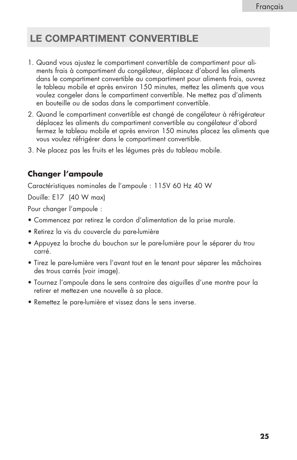 Le compartiment convertible | haier RBFS21 User Manual | Page 63 / 116