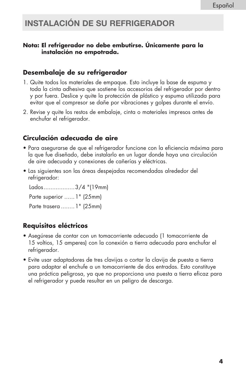 Instalación de su refrigerador | haier RBFS21 User Manual | Page 81 / 116