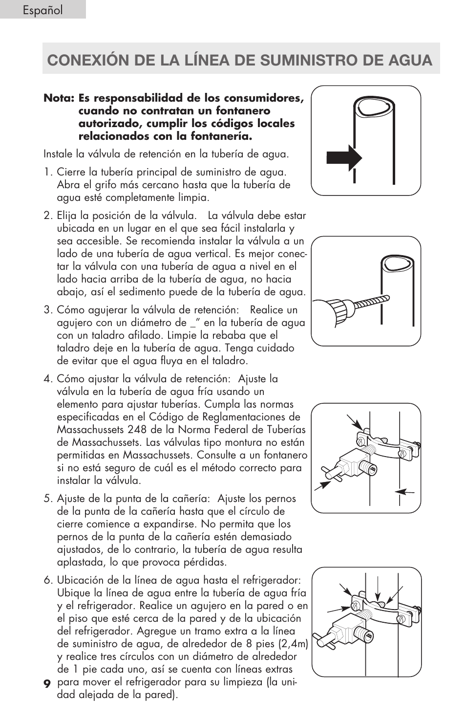 Conexión de la línea de suministro de agua | haier RBFS21 User Manual | Page 86 / 116