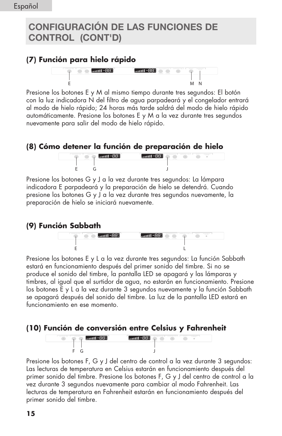 Configuración de las funciones de control (cont'd) | haier RBFS21 User Manual | Page 92 / 116