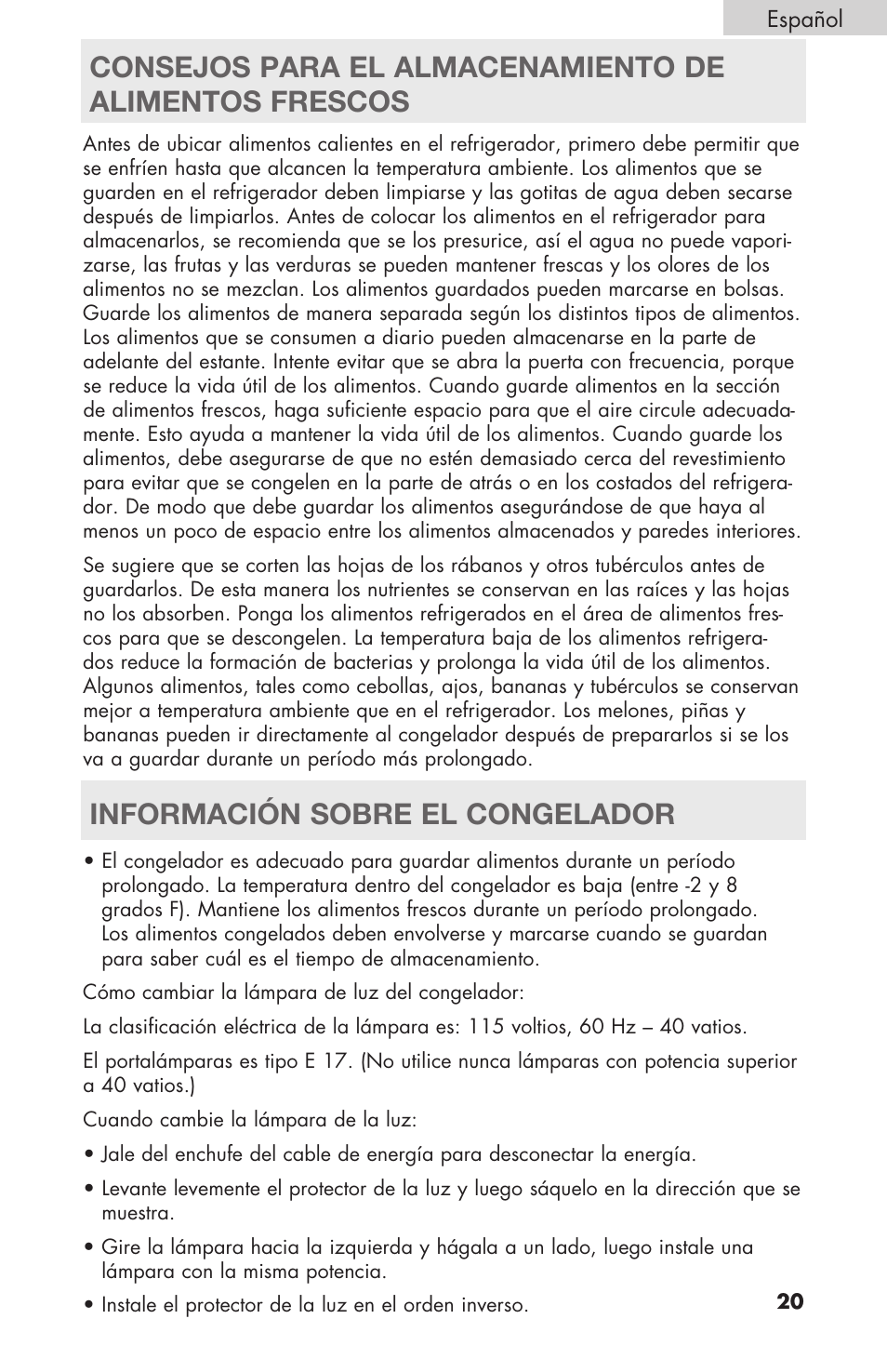 Información sobre el congelador | haier RBFS21 User Manual | Page 97 / 116