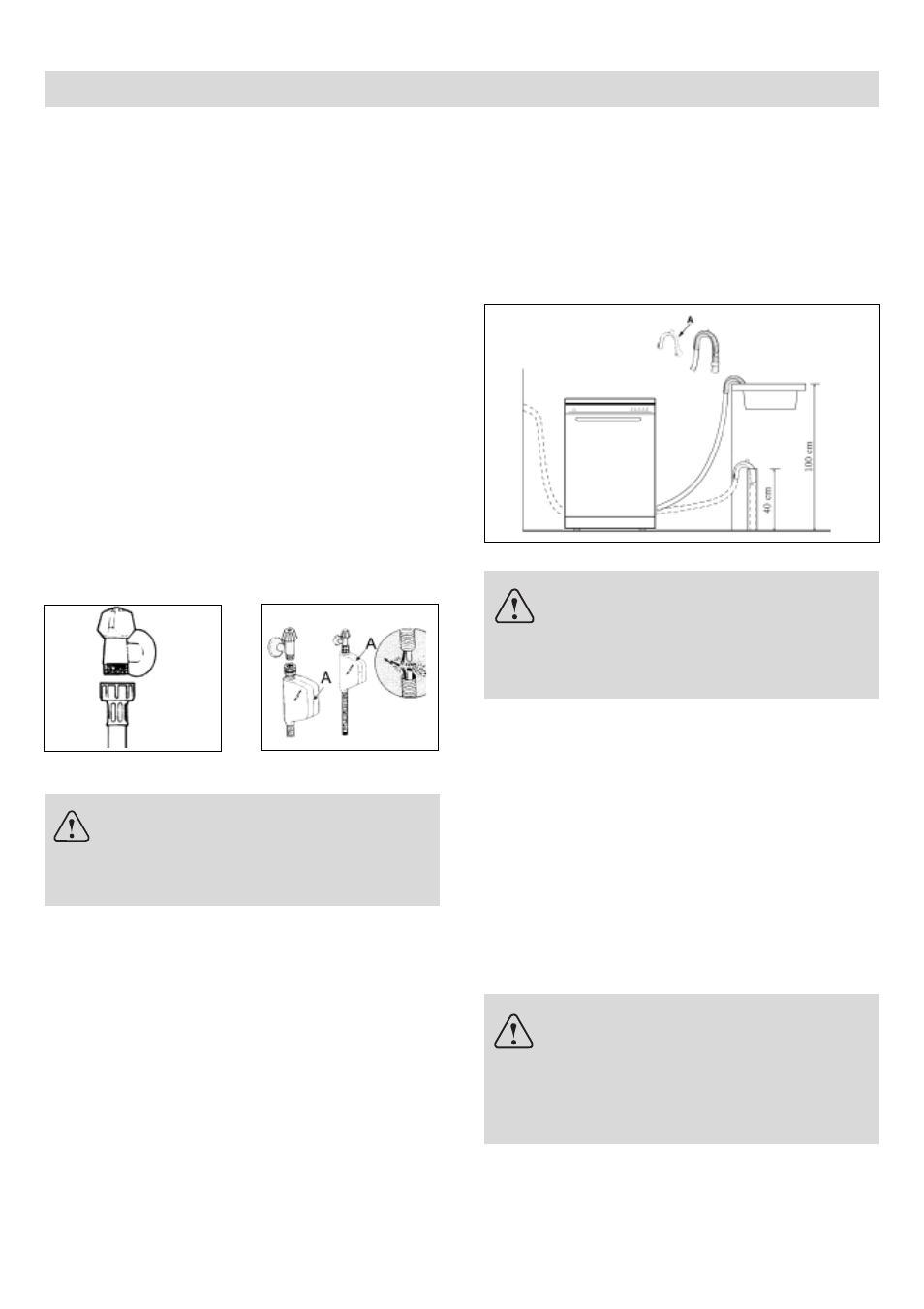 Installation, Waagerechte aufstellung, Überlaufschutz | Anschluß an die kaltwasserleitung aufstellen, Anschluß des abwasserschlauches, Elektroanschluß | haier DW12-PFE1 ME User Manual | Page 14 / 72