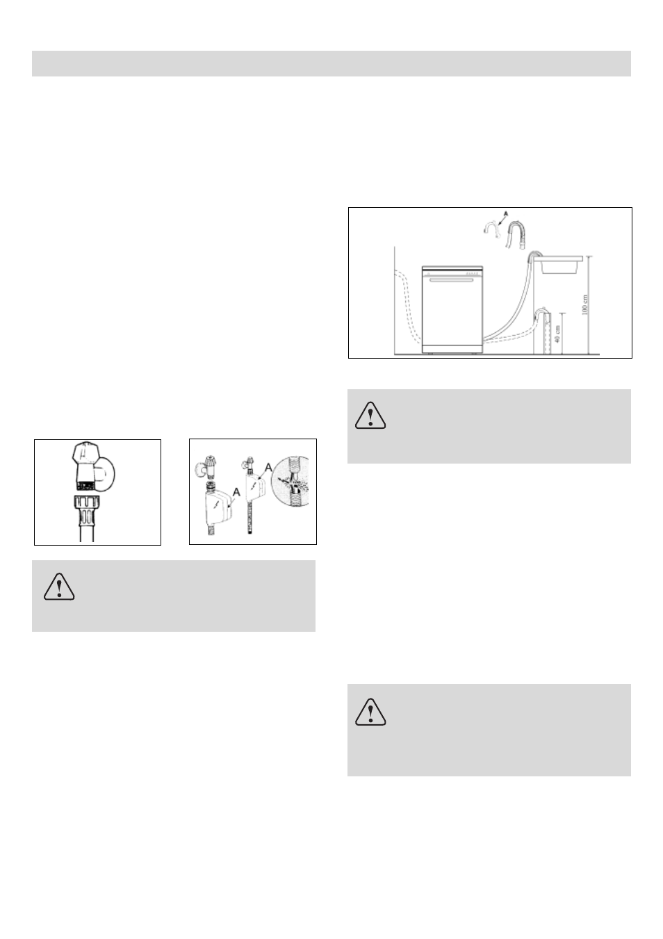 Instalación, Conexión eléctrica, Conexión del agua fría nivelación del aparato | Colocación del aparato, Protección contra inundaciones, Conexión del tubo de desagüe | haier DW12-PFE1 ME User Manual | Page 44 / 72