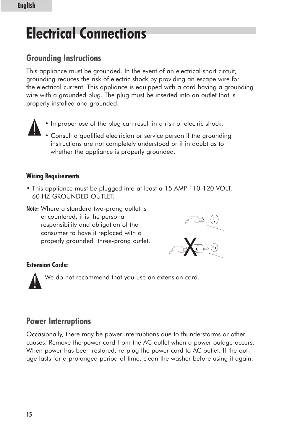 Electrical connections | haier HLP23E User Manual | Page 16 / 60