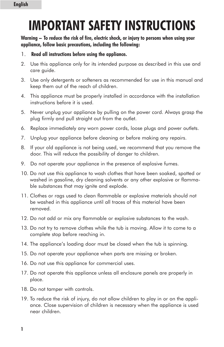 Important safety instructions | haier HLP23E User Manual | Page 2 / 60
