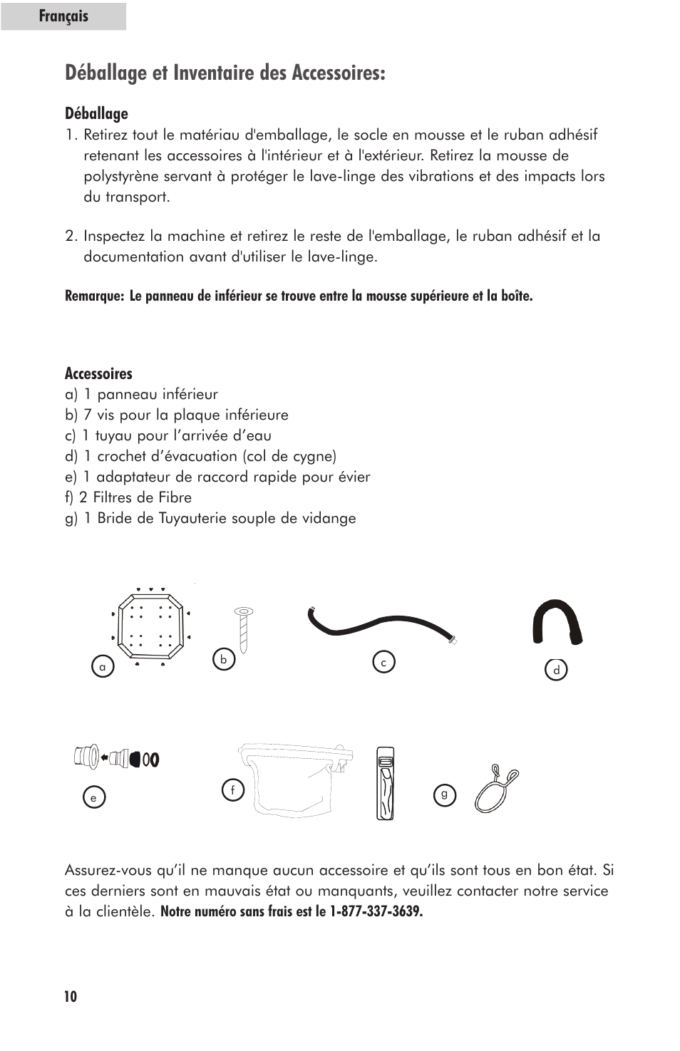 Déballage et inventaire des accessoires | haier HLP23E User Manual | Page 30 / 60