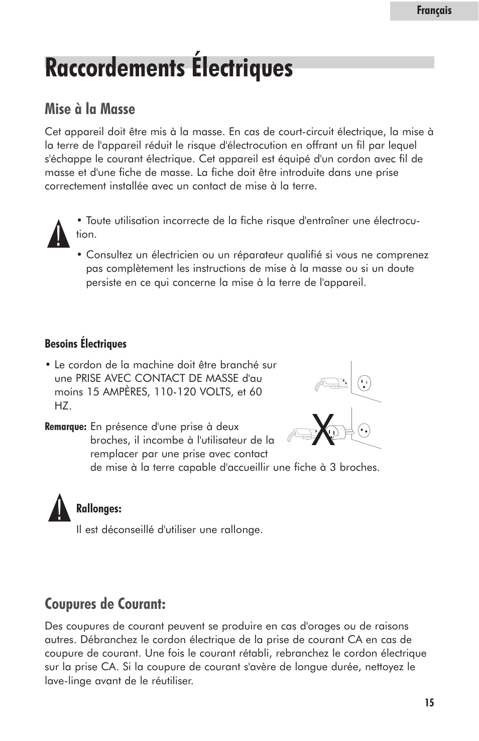 Raccordements électriques | haier HLP23E User Manual | Page 35 / 60