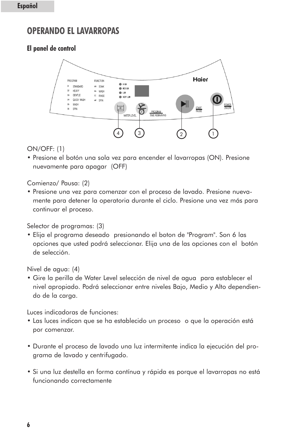 Operando el lavarropas | haier HLP23E User Manual | Page 46 / 60